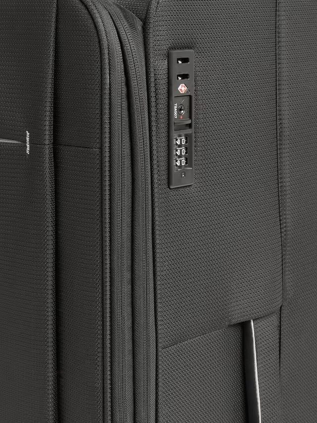 John Lewis Vienna 4-Wheel 76cm Lightweight Large Soft Shell Suitcase - Black