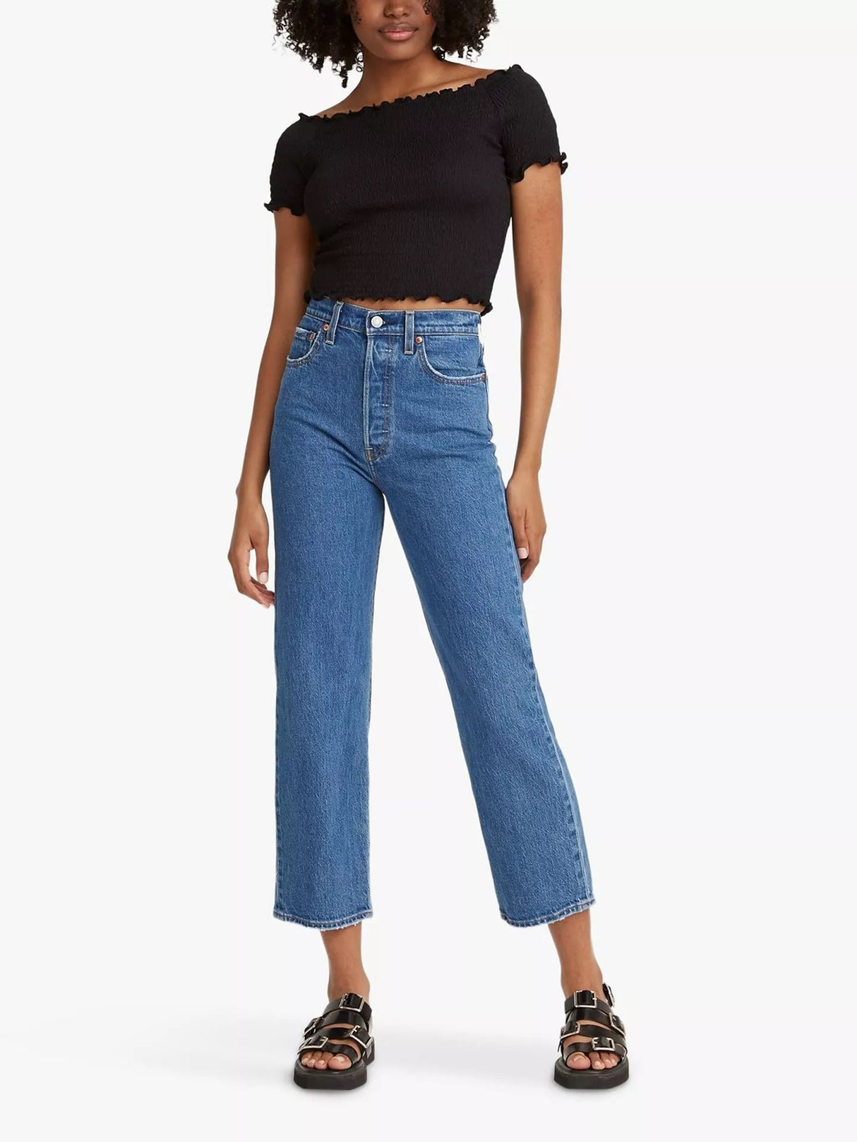 Levi's Ribcage High Rise Straight Cut Cropped Jeans - Jazz Pop - W27/L27