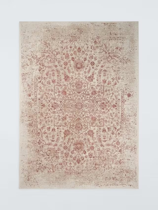 John Lewis Antigua Floral Cotton/Wool Medallion Rug L180 x W125cm - Red