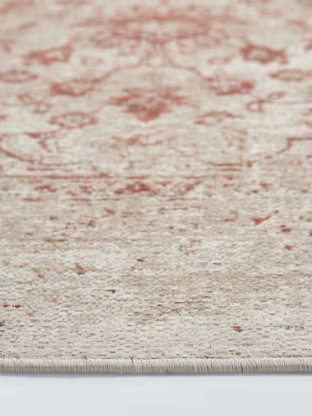 John Lewis Antigua Floral Cotton/Wool Medallion Rug L180 x W125cm - Red