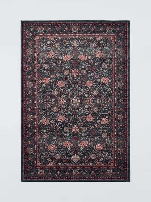 John Lewis Royal Heritage Floral Wool Pile Rug L200 x W135cm - Green/Red - Kazoop 