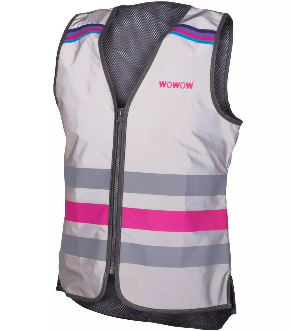 Wowow Lucy High Visibility Full Reflective Vest with Zip - Size XL - Pink - Kazoop 