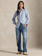 Ralph Lauren Classic Womens Cotton Slim Fit Oxford Shirt Light Blue - Size 6