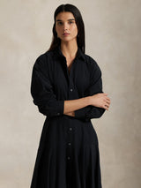 Ralph Lauren Womens Panelled Cotton Canvas Shirt Dress Polo Black - Size 8