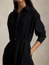 Ralph Lauren Womens Panelled Cotton Canvas Shirt Dress Polo Black - Size 8