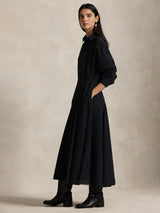 Ralph Lauren Womens Panelled Cotton Canvas Shirt Dress Polo Black - Size 8