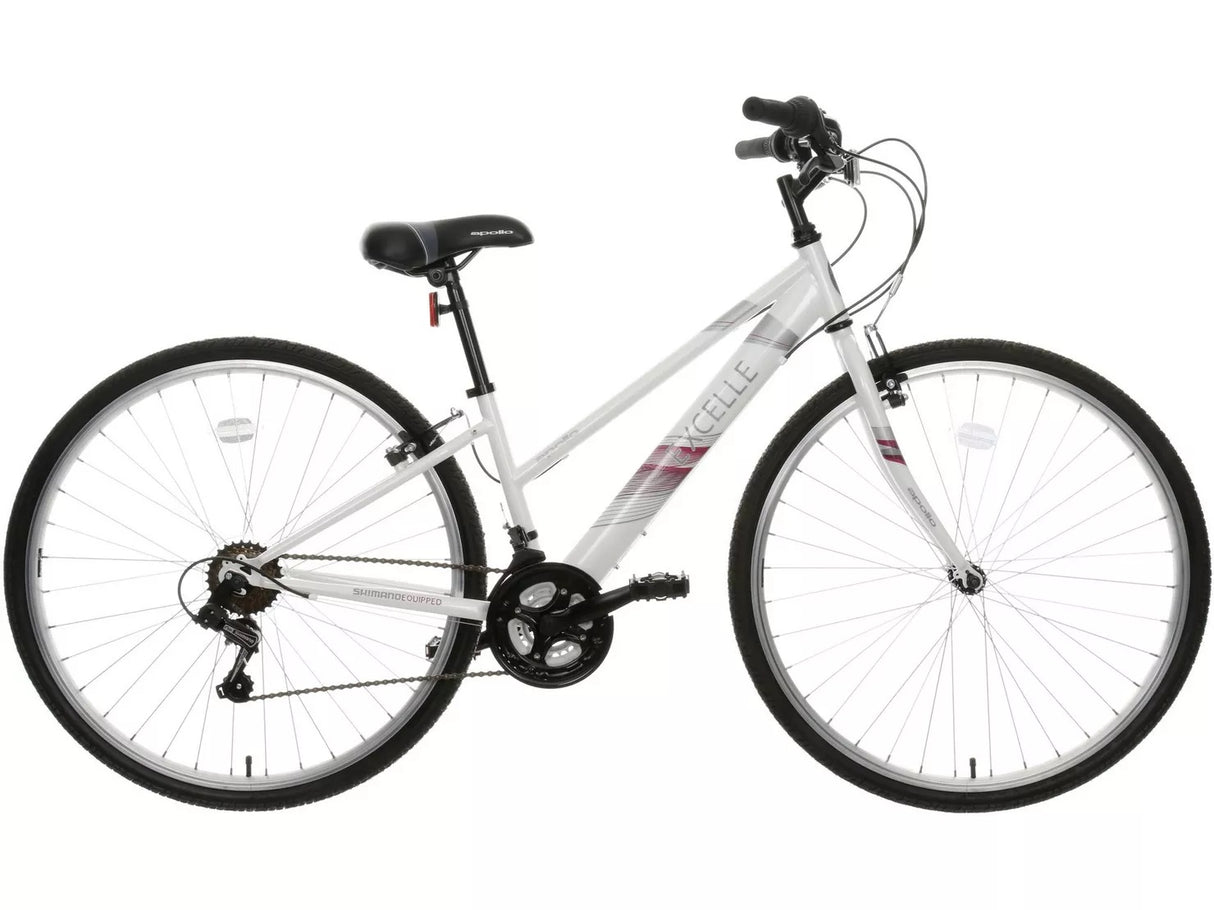 Apollo Excelle Womens 18-Speed Hybrid Bike - Small 14'' Steel Frame - White