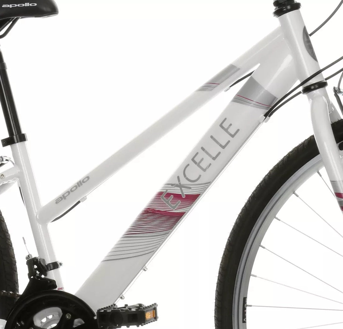 Apollo Excelle Womens 18-Speed Hybrid Bike - Small 14'' Steel Frame - White