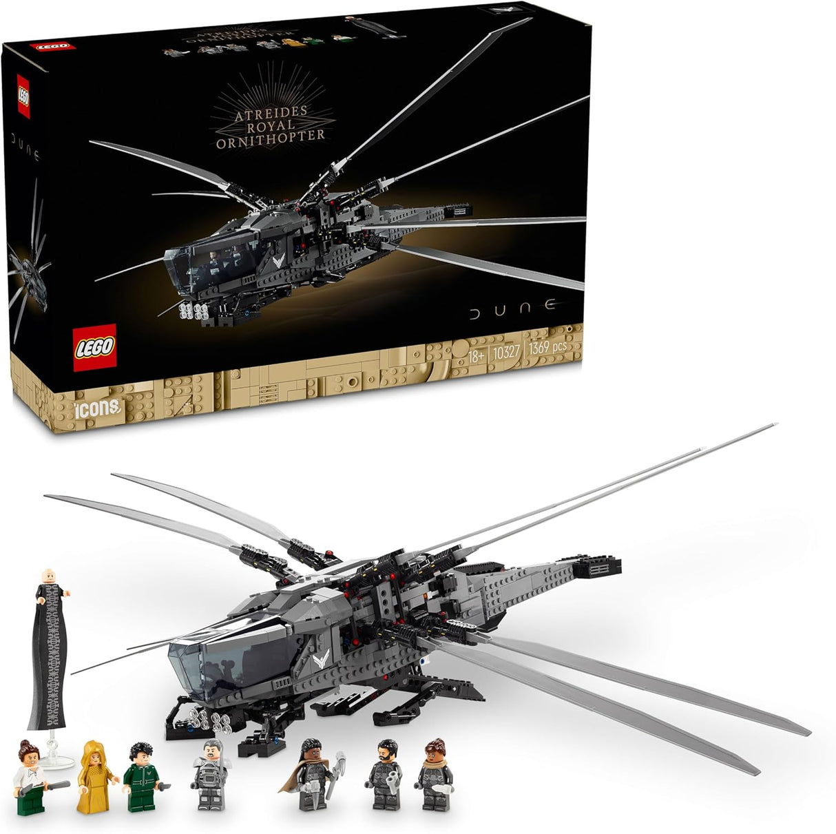 LEGO 10327 Icons Dune Atreides Royal Ornithopter Model Kit for Adults - Kazoop 