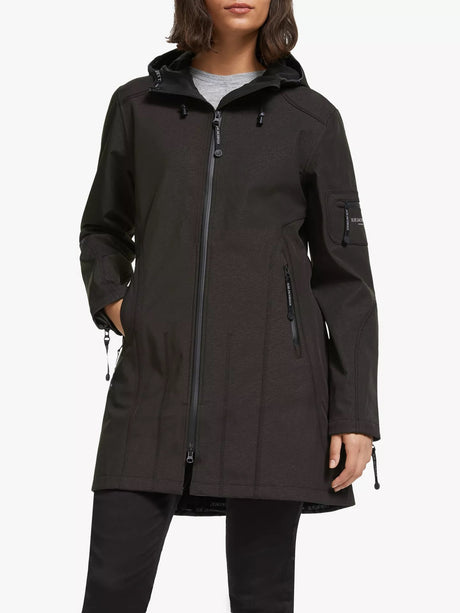 Ilse Jacobsen Hornbæk Women's 3/4 Length 2-Way Zip Raincoat - Black - UK 16
