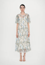 MUNTHE Urilanca Transparent/Multi Short Sleeve Floral Sequin Dress - Size 38