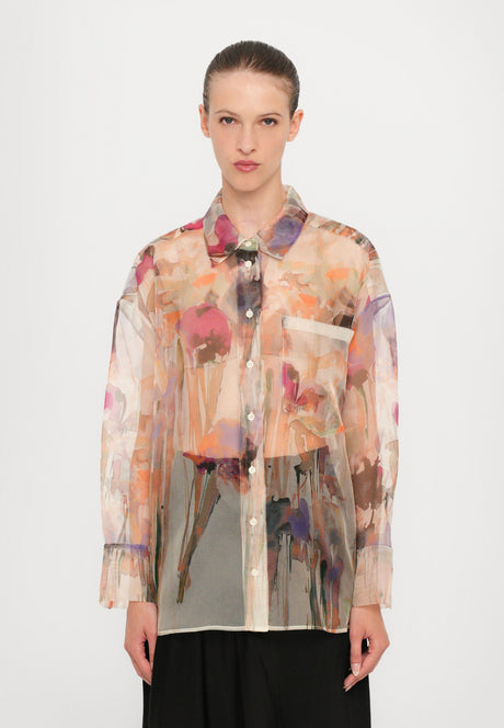 Munthe Womens Priam Pure Silk Button Down Shirt - Multi - Size 36