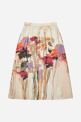 MUNTHE Aruma Abstract Silk Midi Skirt with Pockets - Multi - EU 38/UK 10