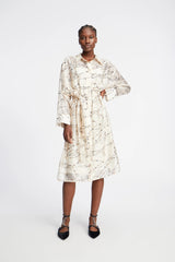 MUNTHE Pryor Floral Embroidered Button Midi Shirt Dress - Cream - Size 38