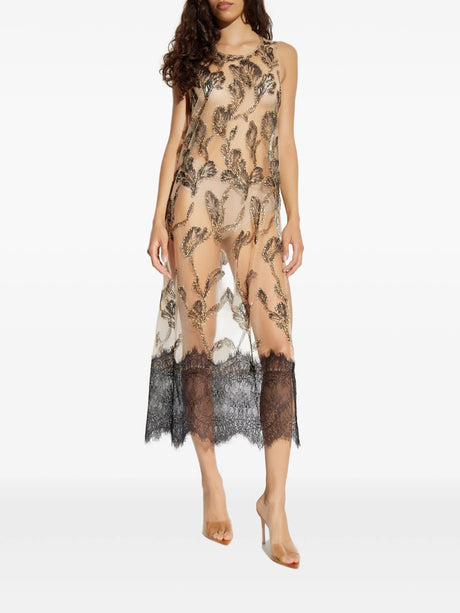 Munthe Women's Natural Lazo Floral-Lace Embellished Maxi Dress Size 44 Black