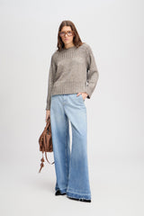 Munthe Lohanna Women Regular Fit Round Neck Knit Jumper Size 34 - Charcoal