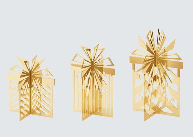 Georg Jensen Christmas Present Table Decorations Set of 3 - 18ct Gold Plated
