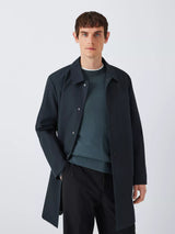 Kin Men's Tech Classic Mid-Length Cotton Blend Mac Coat - Navy Blue - Small