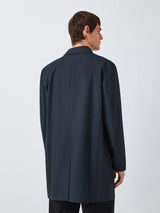 Kin Men's Tech Classic Mid-Length Cotton Blend Mac Coat - Navy Blue - Small