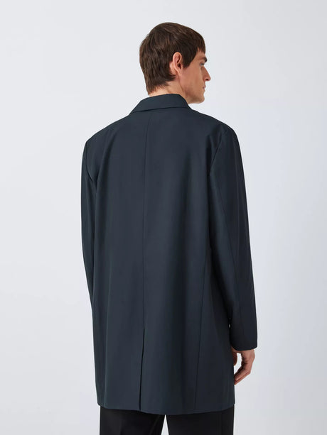 Kin Men's Tech Classic Mid-Length Cotton Blend Mac Coat - Navy Blue - Small