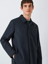 Kin Men's Tech Classic Mid-Length Cotton Blend Mac Coat - Navy Blue - Small