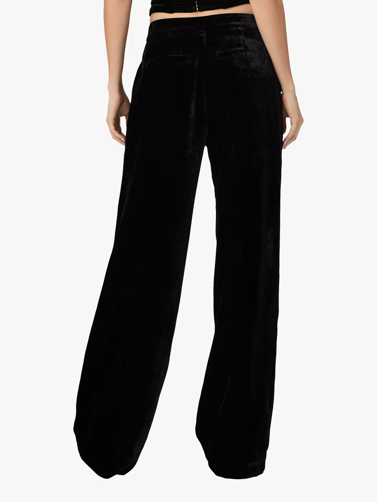PAIGE Women's Kara High Rise Wide Leg Soft Velvet Trousers - Black - Size 4