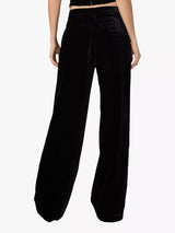 PAIGE Women's Kara High Rise Wide Leg Soft Velvet Trousers - Black - Size 4