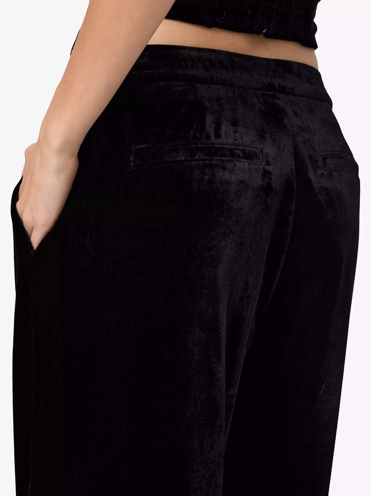 PAIGE Women's Kara High Rise Wide Leg Soft Velvet Trousers - Black - Size 4
