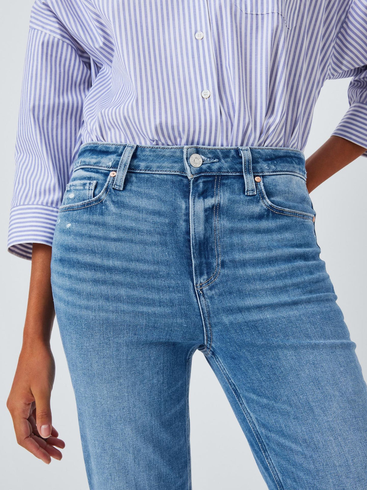 PAIGE High Rise Laurel Canyon Bootcut Jeans Rock Show Distress - Size 32