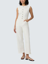 PAIGE Cirie Womens Sleeveless Cotton Denim Ankle Jumpsuit White - Size 6