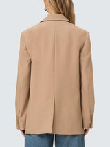 Paige Sarto Womens Single Breasted V-Neck Oversized Blazer Brown - Size16