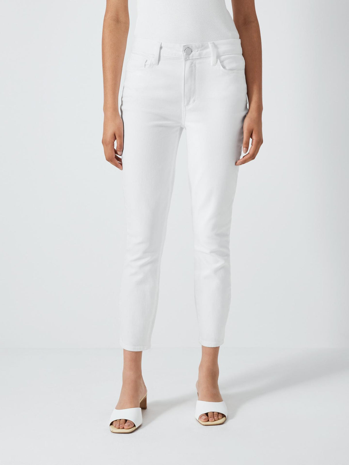 Paige Hoxton Womens High Rise Crop Cotton Skinny Jeans Crisp White - Size 8