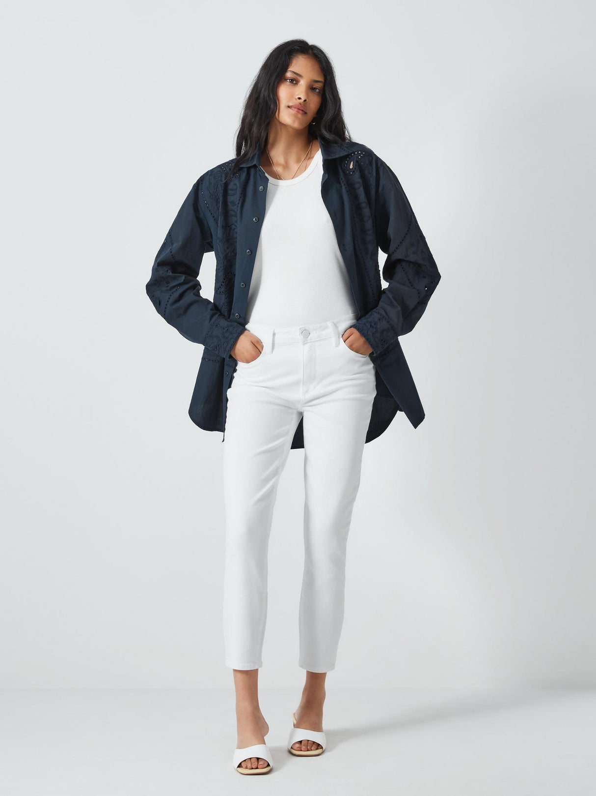 Paige Hoxton Womens High Rise Crop Cotton Skinny Jeans Crisp White - Size 8