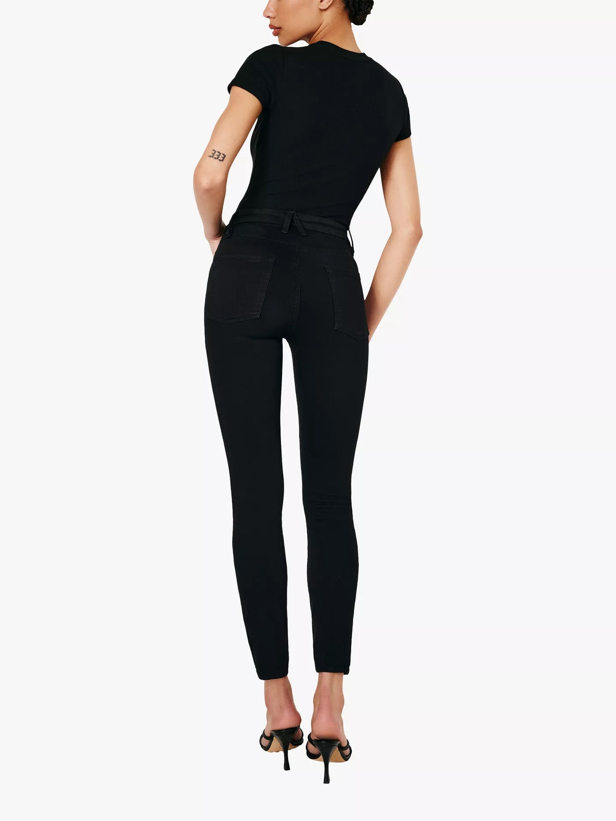 Good American Good Legs Skinny High Rise Cropped Jeans - Black - Size 26