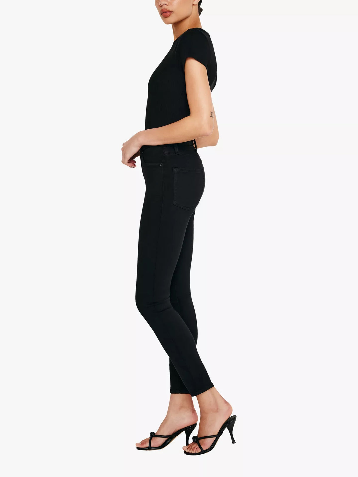 Good American Good Legs Skinny High Rise Cropped Jeans - Black - Size 26