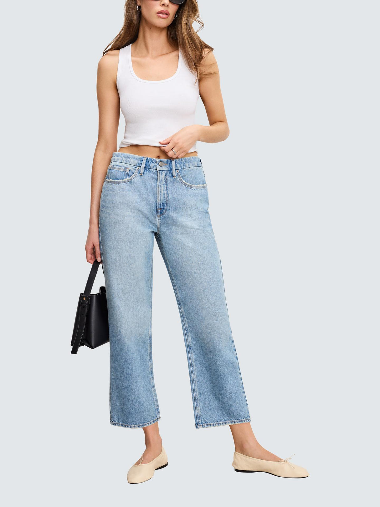 Good American '90s Crop Relaxed Retro Mid-Rise Cotton Denim Jeans Indigo 28