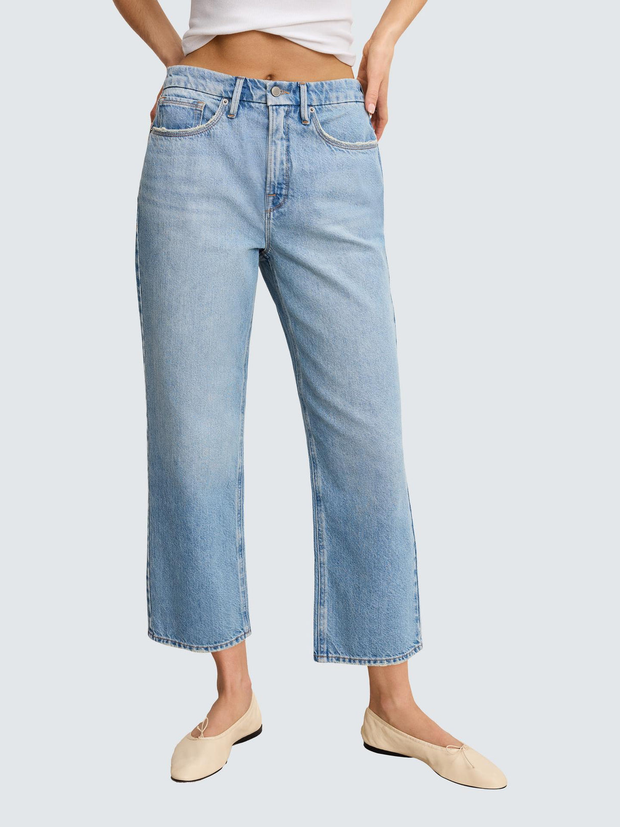 Good American '90s Crop Relaxed Retro Mid-Rise Cotton Denim Jeans Indigo 28