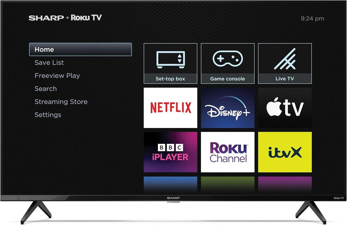 Sharp 4T-C43GJ4225K 43" 4K UHD Frameless Smart Roku TV with Freeview Play