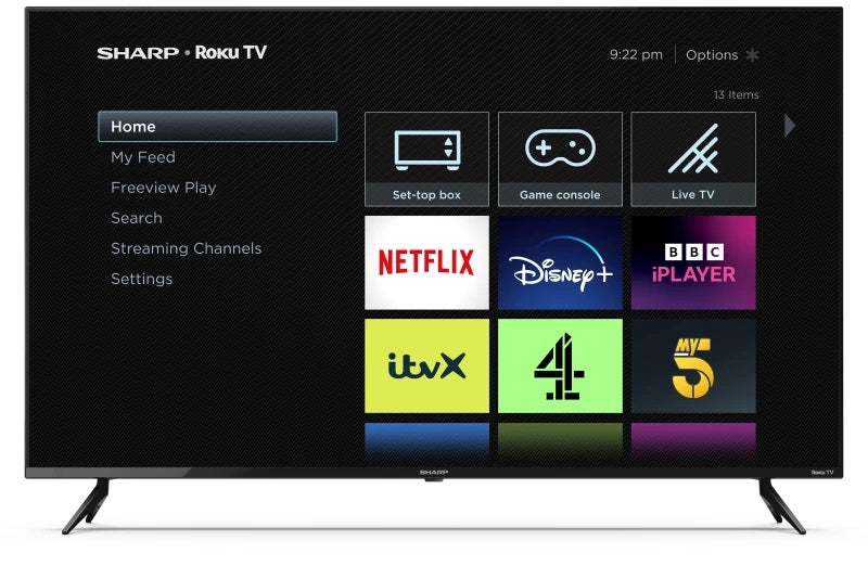 Sharp 4T-C50FJ0KL1FB 4K UHD LED HDR Frameless 50'' Smart Roku TV - Black