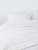 John Lewis Kantha Textured Gauze Stitch Cotton Bedspread 220 x 220cm - White