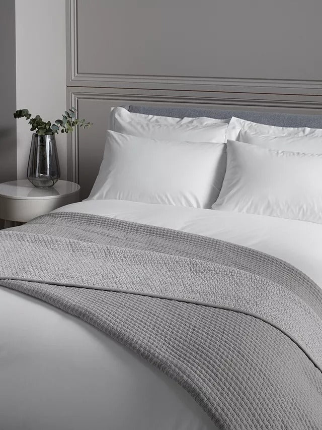 John Lewis Mini Stitch Quilted Bedspread 100% Cotton L260 x W250cm - Grey - Kazoop 