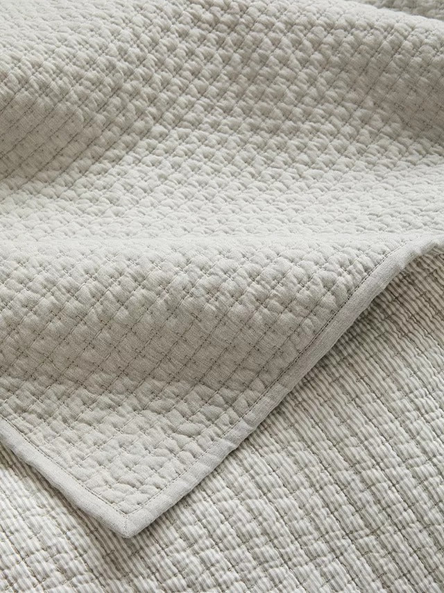 John Lewis Mini Stitch Quilted Bedspread 100% Cotton L260 x W250cm - Grey - Kazoop 