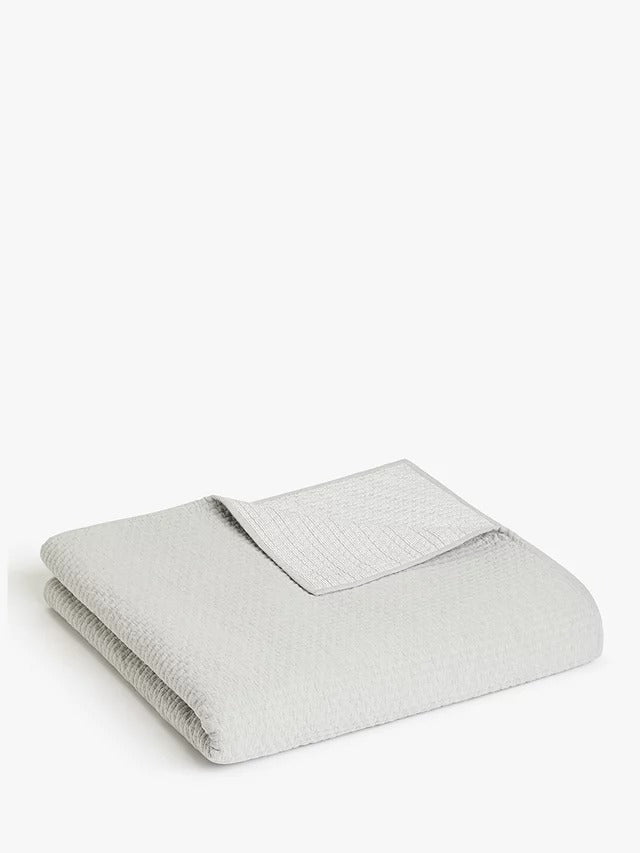 John Lewis Mini Stitch Quilted Bedspread 100% Cotton L260 x W250cm - Grey - Kazoop 