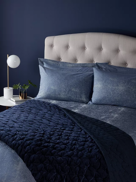 John Lewis Boutique Hotel Velvet Stitch Throw L260 x W250cm - Navy - Kazoop 