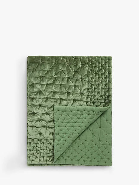 John Lewis Boutique Hotel Velvet Stitch Quilted Bedspread L260 x 250cm Green - Kazoop 