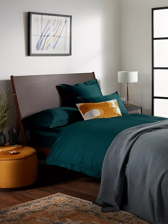 John Lewis Soft & Silky Egyptian Cotton Super King Duvet Cover - Dark Teal - Kazoop 