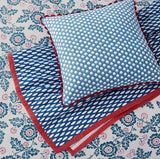 Land & Shore Inis Quilted Reversible Cotton Throw 225 x 150cm - Blue/Multi