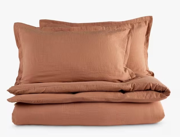 Christy Retreat Soft Organic Cotton King Size Duvet Cover Set - Clay - Kazoop 