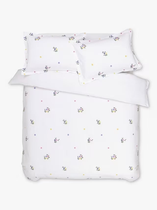 bluebellgray Laura Floral Cotton 300TC Double Duvet Cover Set - White/Multi - Kazoop 