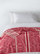 John Lewis X CollagerieIkat Stripe Merino Wool Throw L185 x W140 Bright Red
